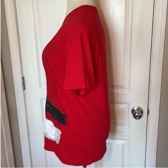 Dec.25th Christmas T-Shirt Santa Suit Holiday Red White Black Gray Gold Fur Belt - Picture 8 of 16